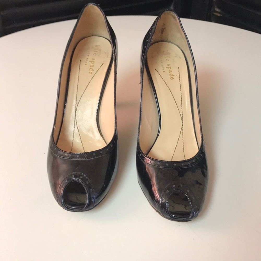 Kate‎ Spade patent leather peep toe heels 7.5 ✨ - Picture 2 of 7